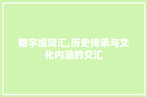 糟字组词汇,历史传承与文化内涵的交汇
