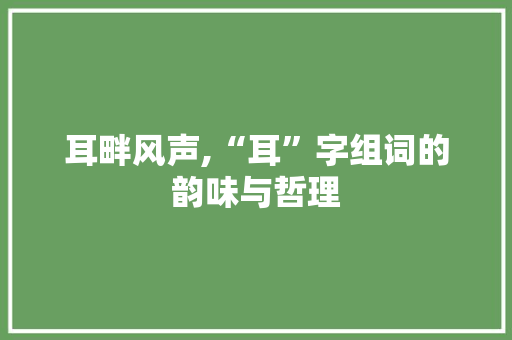 耳畔风声,“耳”字组词的韵味与哲理