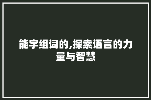 能字组词的,探索语言的力量与智慧
