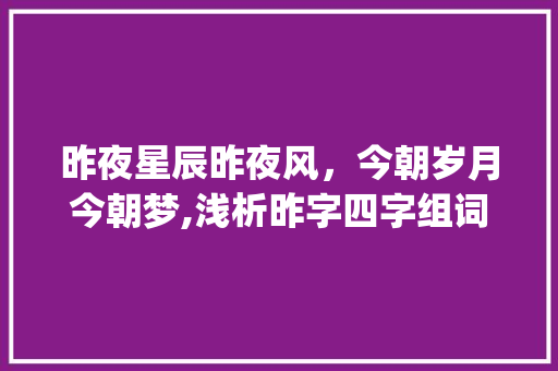 昨夜星辰昨夜风，今朝岁月今朝梦,浅析昨字四字组词的文化内涵_昨字的四字组词是什么意思