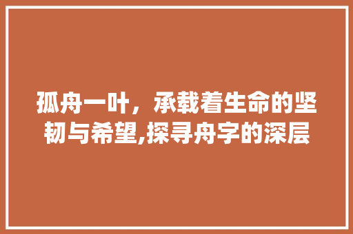 孤舟一叶，承载着生命的坚韧与希望,探寻舟字的深层含义_孤舟的舟字是什么意思