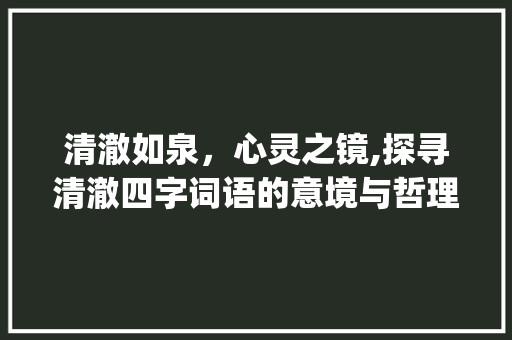 清澈如泉，心灵之镜,探寻清澈四字词语的意境与哲理_意思是清澈的四字词语