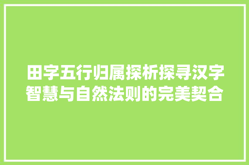 田字五行归属探析探寻汉字智慧与自然法则的完美契合_田字的意思五行属什么