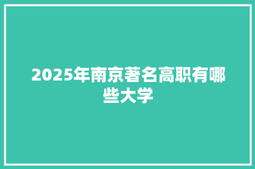 2025年南京著名高职有哪些大学 财务报告范文