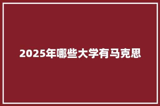2025年哪些大学有马克思