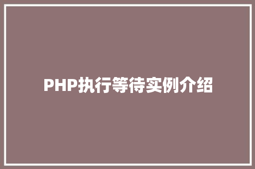 PHP执行等待实例介绍