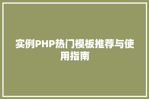 实例PHP热门模板推荐与使用指南
