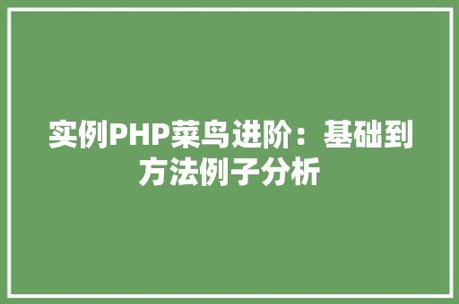 实例PHP菜鸟进阶:基础到方法例子分析 词句相关 实例PHP菜鸟进阶:基础到方法例子分析 词句相关