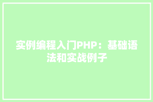 实例编程入门PHP:基础语法和实战例子 职场应用 实例编程入门PHP:基础语法和实战例子 职场应用