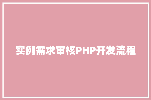 实例需求审核PHP开发流程 项目管理范文 实例需求审核PHP开发流程 项目管理范文