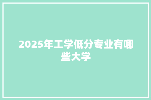 2025年工学低分专业有哪些大学