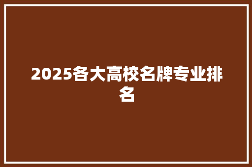 2025各大高校名牌专业排名