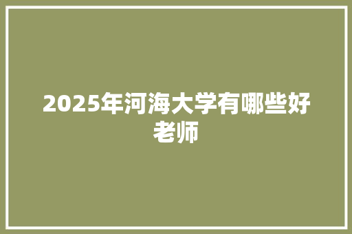 2025年河海大学有哪些好老师