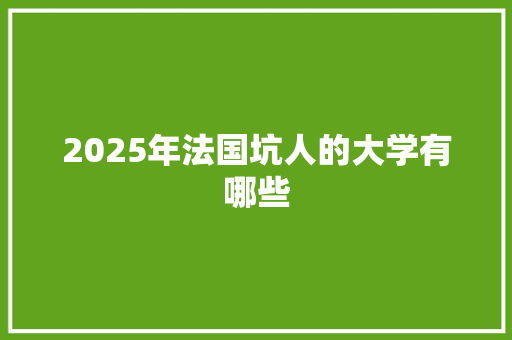 2025年法国坑人的大学有哪些