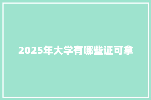 2025年大学有哪些证可拿
