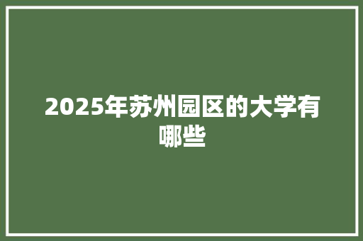 2025年苏州园区的大学有哪些
