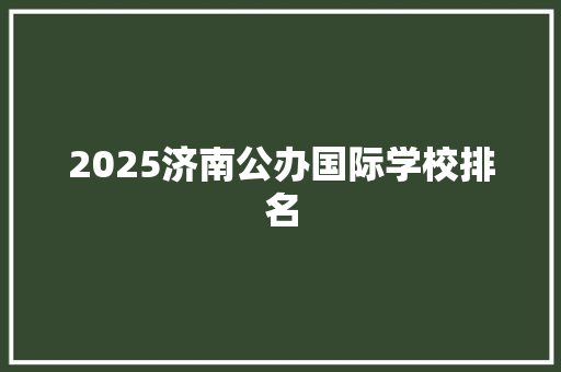 2025济南公办国际学校排名