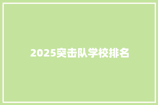 2025突击队学校排名