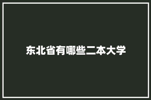 东北省有哪些二本大学