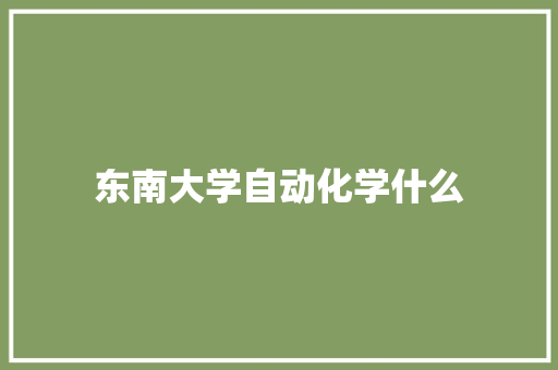 东南大学自动化学什么 项目管理范文