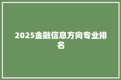 2025金融信息方向专业排名 项目管理范文