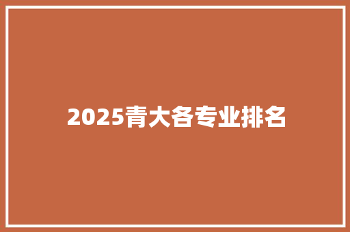 2025青大各专业排名 项目管理范文