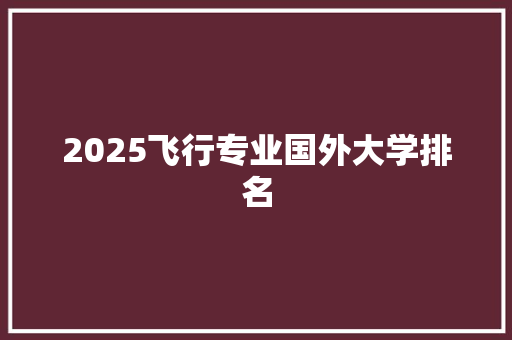 2025飞行专业国外大学排名 项目管理范文