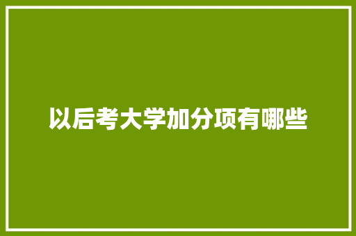 以后考大学加分项有哪些