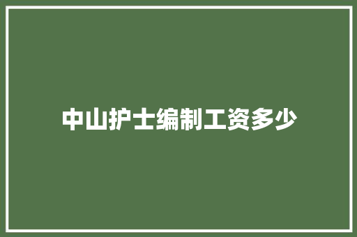 中山护士编制工资多少