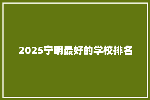 2025宁明最好的学校排名