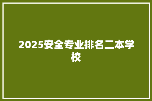 2025安全专业排名二本学校