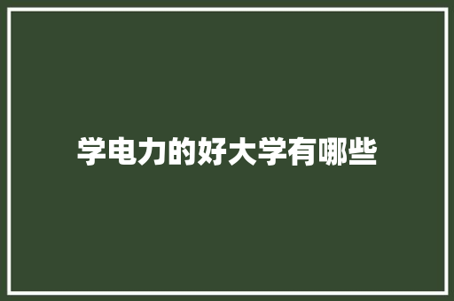 学电力的好大学有哪些