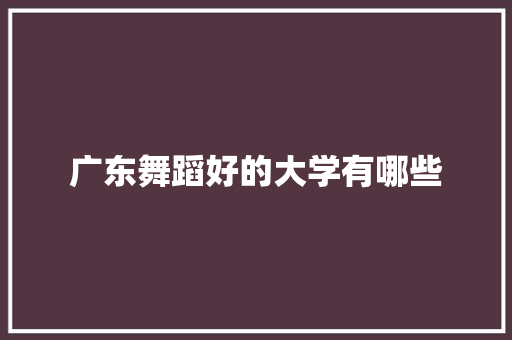 广东舞蹈好的大学有哪些 职场应用