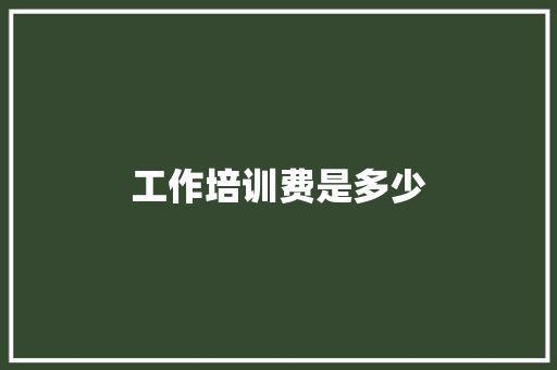 工作培训费是多少