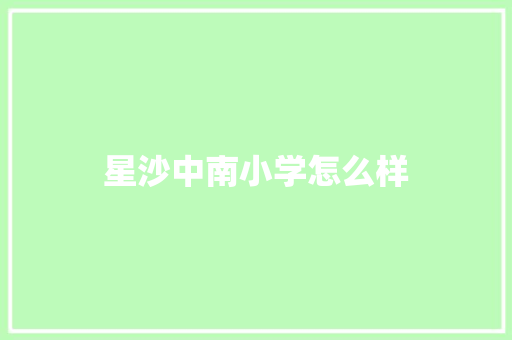 星沙中南小学怎么样