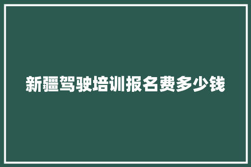 新疆驾驶培训报名费多少钱