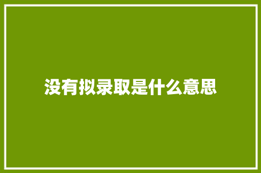 没有拟录取是什么意思