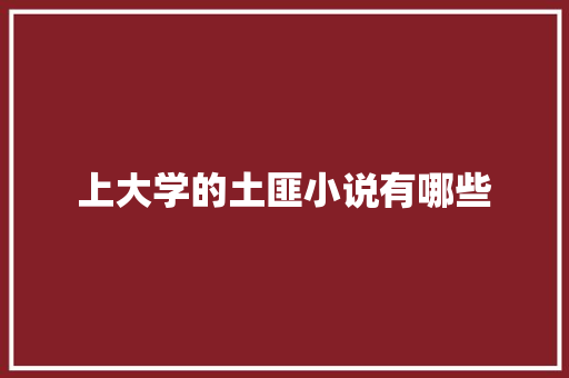 上大学的土匪小说有哪些