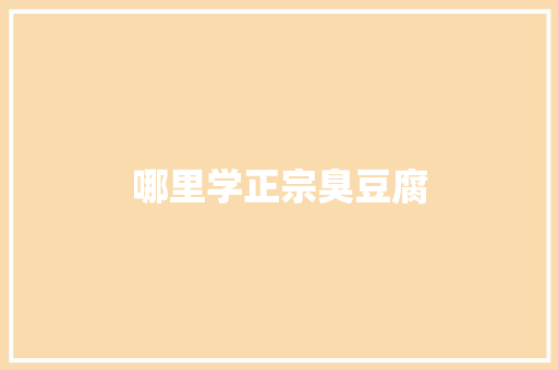 哪里学正宗臭豆腐