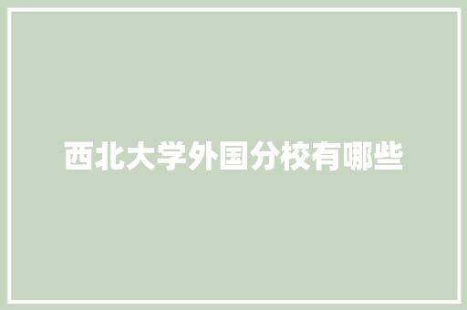 西北大学外国分校有哪些 创作范文