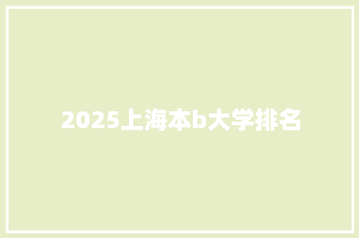 2025上海本b大学排名
