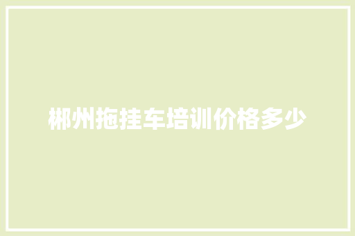 郴州拖挂车培训价格多少 财务报告范文