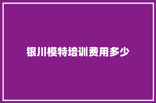 银川模特培训费用多少 职场应用