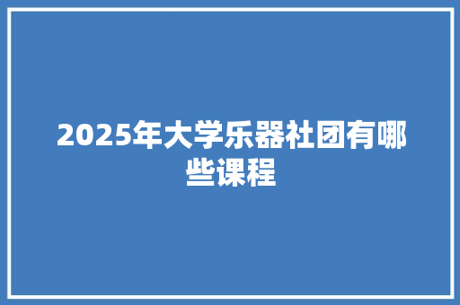 2025年大学乐器社团有哪些课程