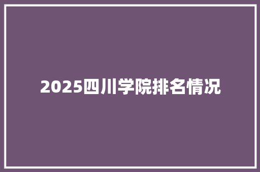 2025四川学院排名情况
