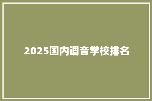 2025国内调音学校排名