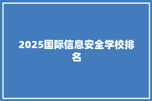 2025国际信息安全学校排名
