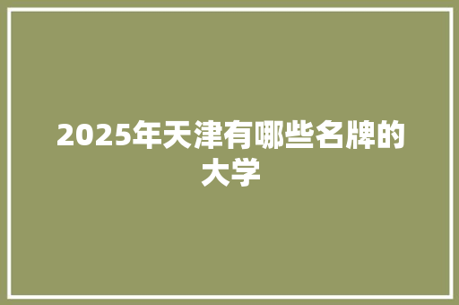 2025年天津有哪些名牌的大学