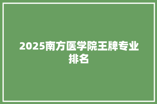 2025南方医学院王牌专业排名