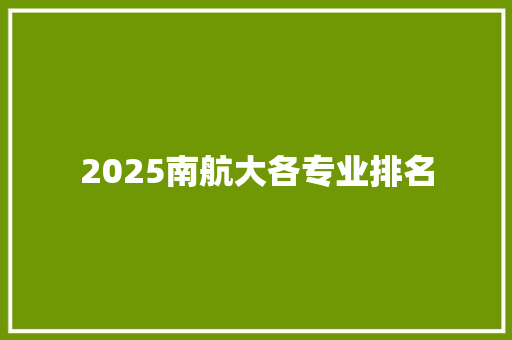 2025南航大各专业排名